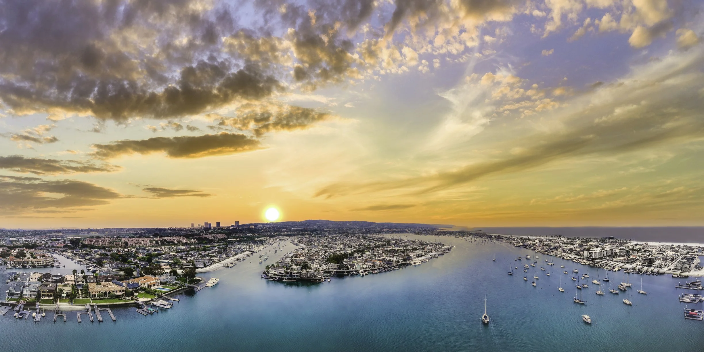 Balboa and Lido Island Newport Beach waterfront aerial